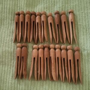 Vintage Roundhead Wooden Clothespins - Set Of 20